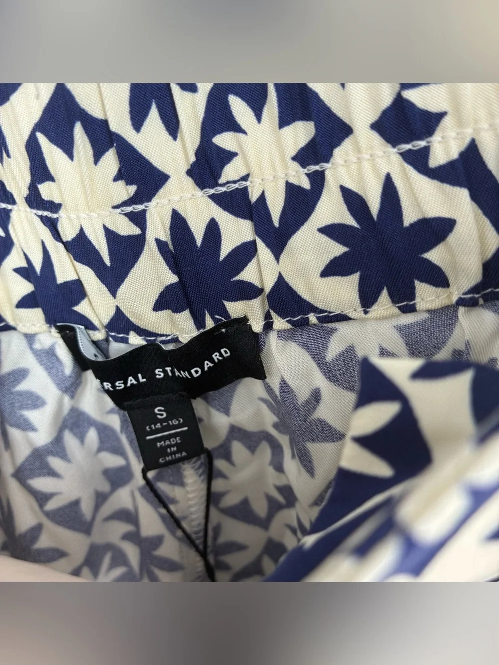 NEW Universal Standard Small 14 16 Floral Blue Long Shorts Baggy Wide Colorblock
